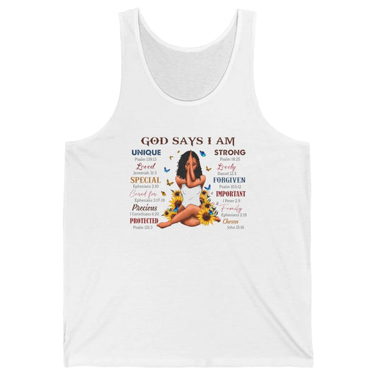 Black Girl God Says I Am Afro Woman Christian Religious Gift Unisex Jersey Tank