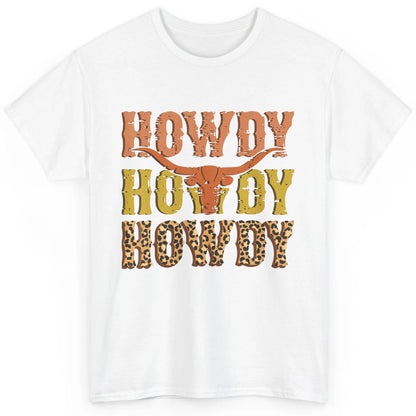 Western Country Bull Horn Rodeo Howdy Cowboy Leopard Cowhide Classic Unisex T-Shirt