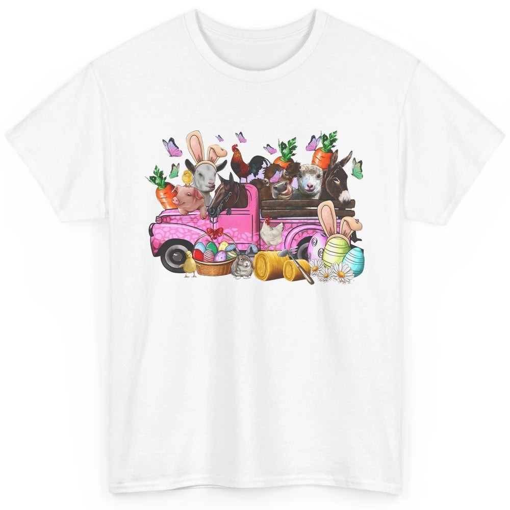 Easter Farm Truck With Easter Eggs Basket Animal Bunny Ears Classic Unisex T-Shirt