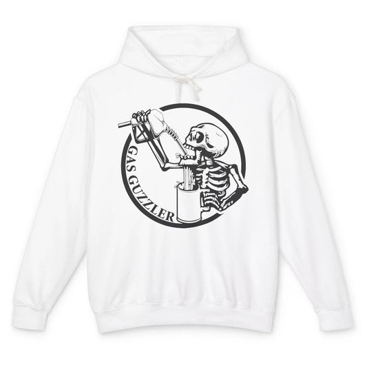 Funny Skeleton Gas Guzzler Sarcastic Skeleton Halloween Unisex Lightweight Hoodie