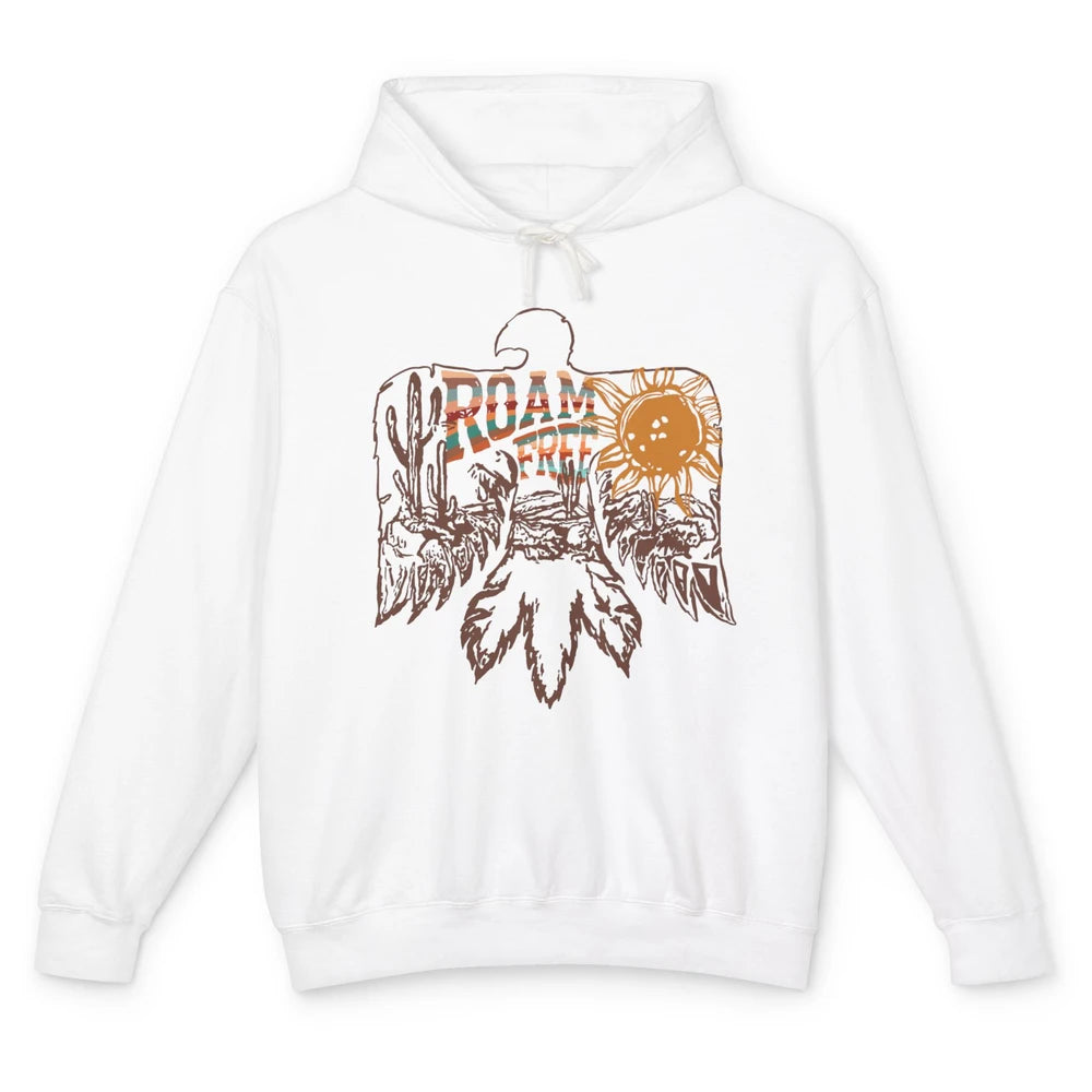 Retro Thunderbird Desert Cactus Roam Free Western Country Unisex Lightweight Hoodie