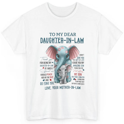 To My Dear Daughter In Law Love Mother In Law Cute Elephant Classic Unisex T-Shirt