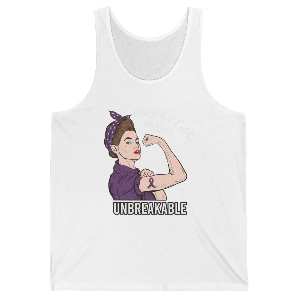 Ulcerative Colitis Warrior Unbreakable With Strong Woman Unisex Jersey Tank