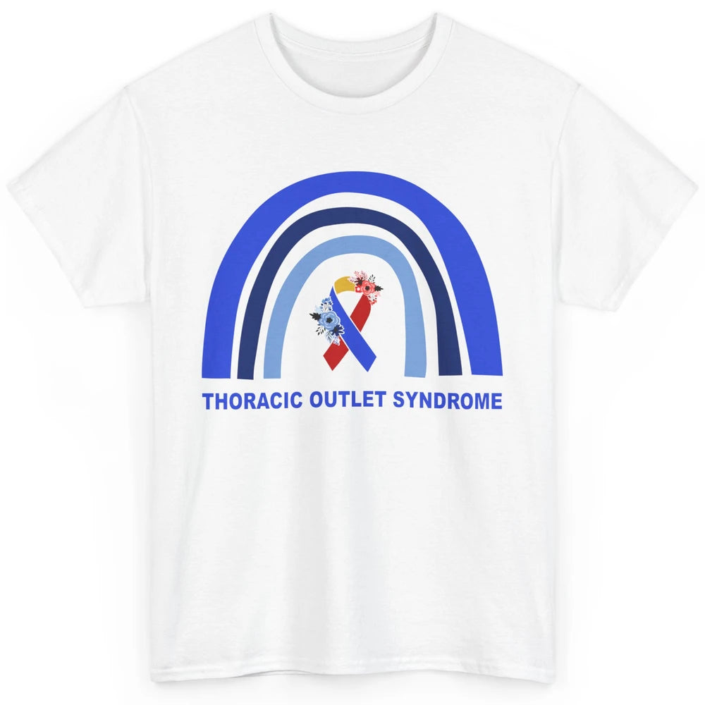 Thoracic Outlet Syndrome Awareness Floral Blue Red Ribbon Classic Unisex T-Shirt