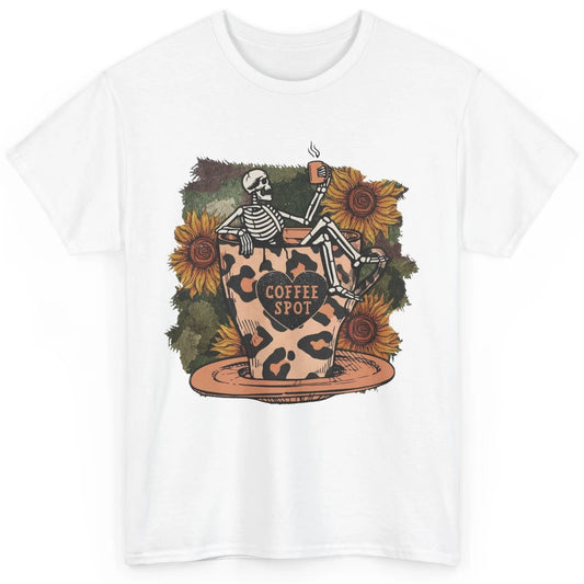 Sunflower Skeleton Dead Inside But Caffeinated Coffee Lovers Classic Unisex T-Shirt