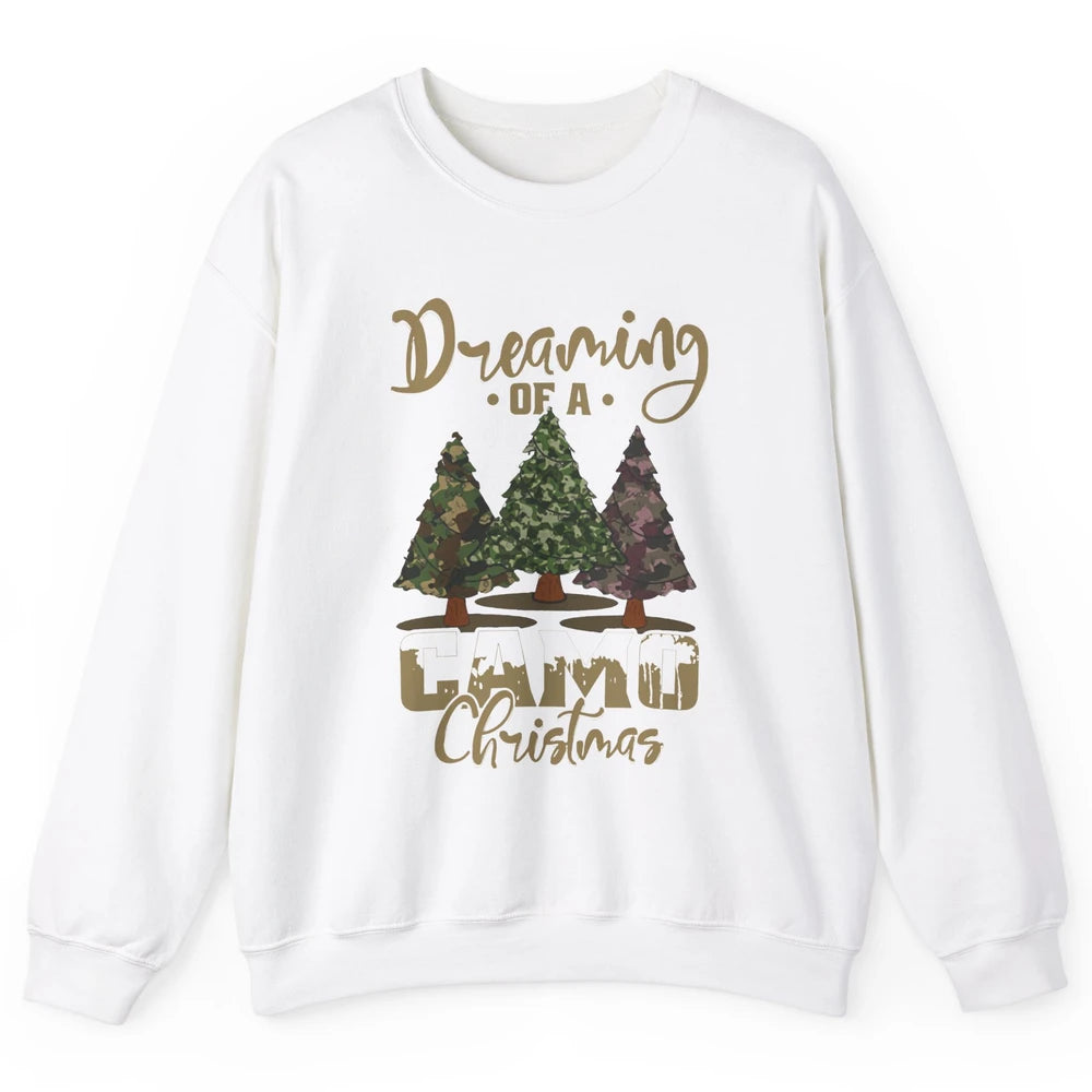 Christmas Tree Dreaming Of A Camo Christmas Veteran Gift Unisex Crewneck Sweatshirt