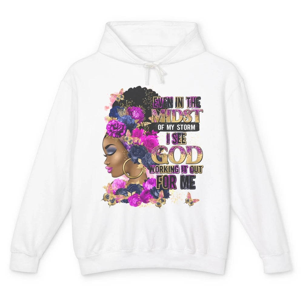 Black Girl In The Midst Of Storm Believe In God Christian Unisex Lightweight Hoodie