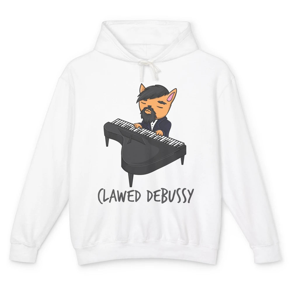 Clawed Debussy Orange Cat Piano Classical Music Composer Pun Unisex Lightweight Hoodie