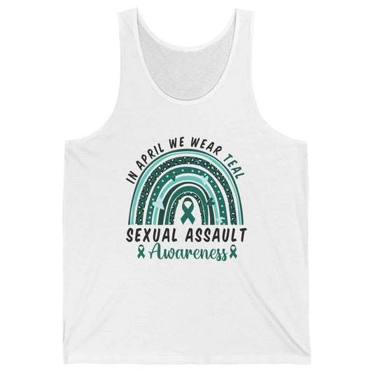 Sexual Assault Awareness Teal Ribbon Rainbow Awareness Gift Unisex Jersey Tank