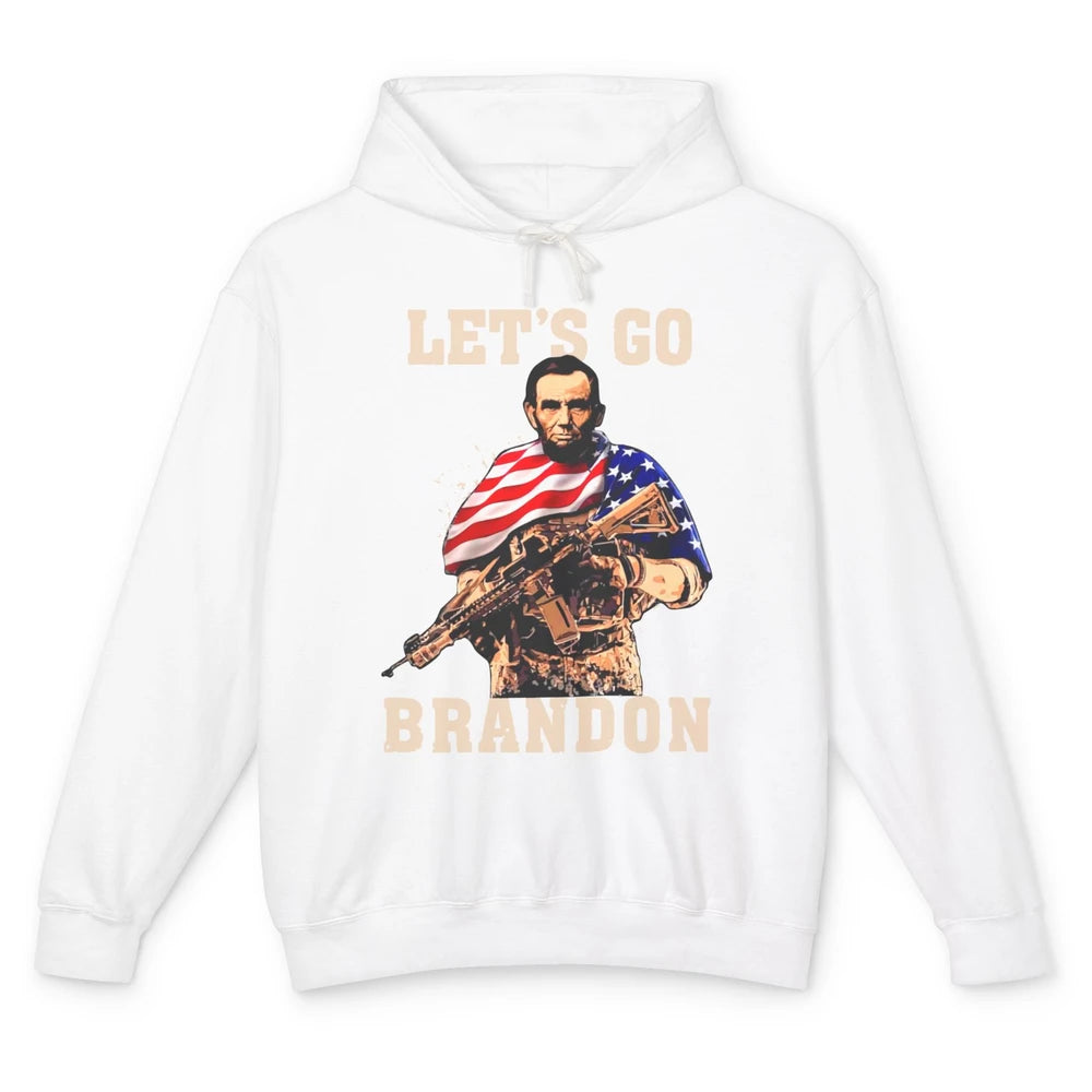 Abraham Lincoln US Flag Lets Go Brandon Conservative Liberal Unisex Lightweight Hoodie