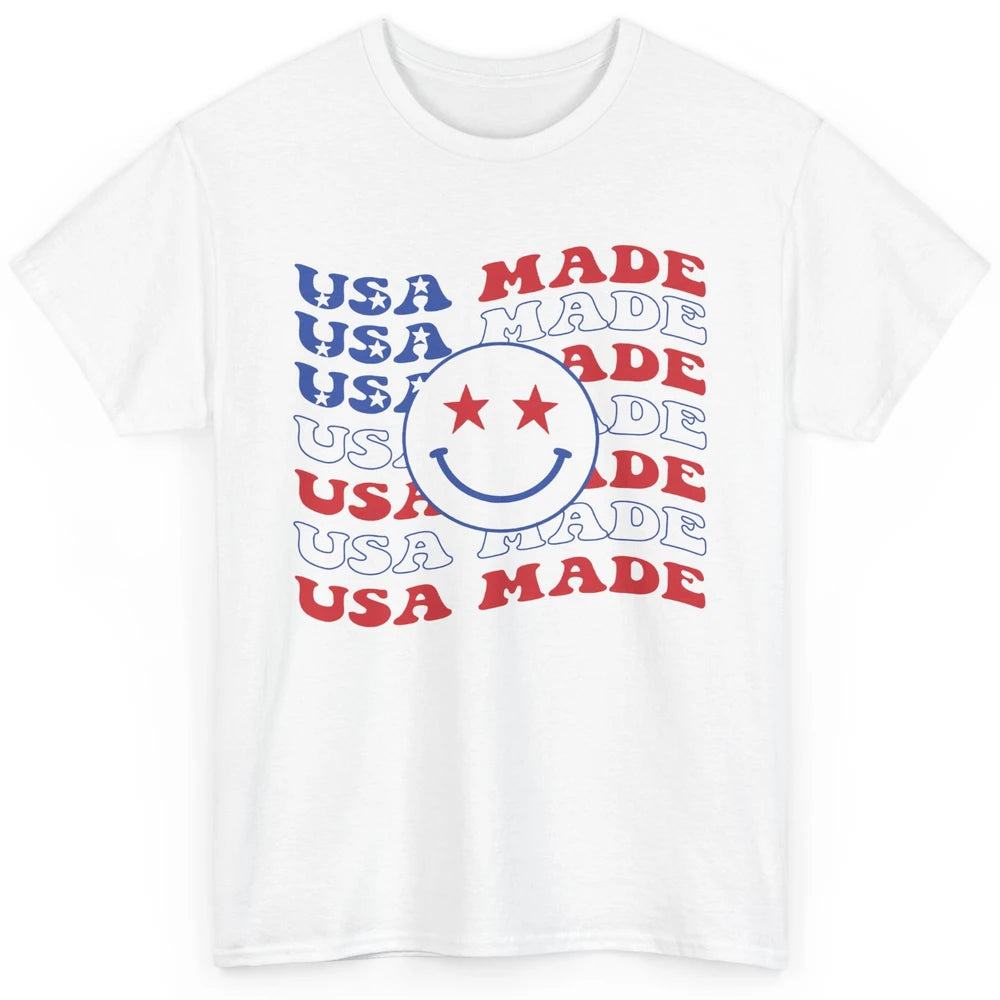 US Flag America Made Smiley Face July 4th American Patriots Classic Unisex T-Shirt