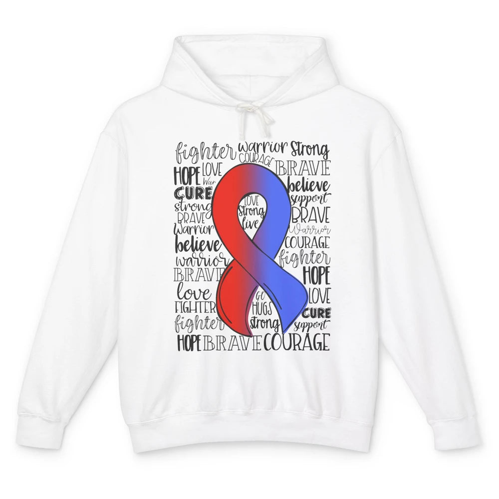 Hypoplastic Left Heart Syndrome Red Blue Ribbon Hope Love Unisex Lightweight Hoodie