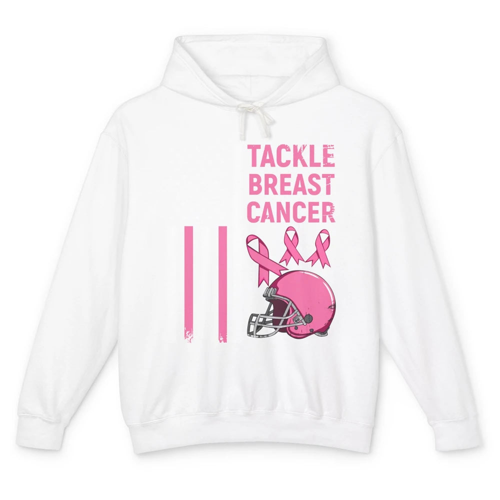 Tackle Breast Cancer US Flag Football Helmet Pink Ribbon Unisex Lightweight Hoodie