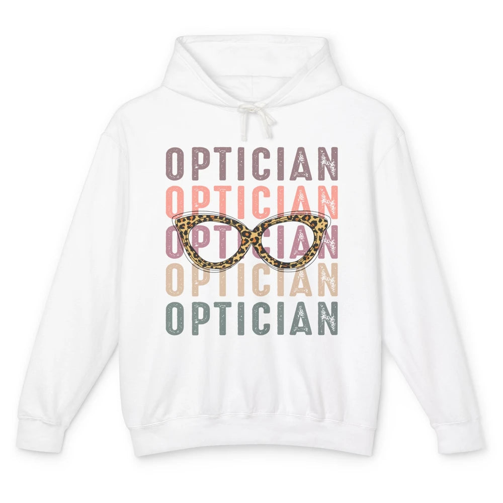 Retro Optometrist Leopard Eyeglasses Optician Ophthalmology Unisex Lightweight Hoodie