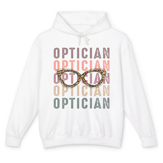 Retro Optometrist Leopard Eyeglasses Optician Ophthalmology Unisex Lightweight Hoodie