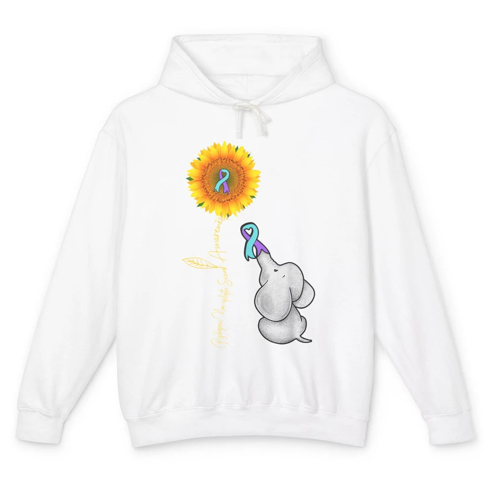 PNES Awareness Purple Teal Ribbon Sunflower Baby Elephant Unisex Lightweight Hoodie