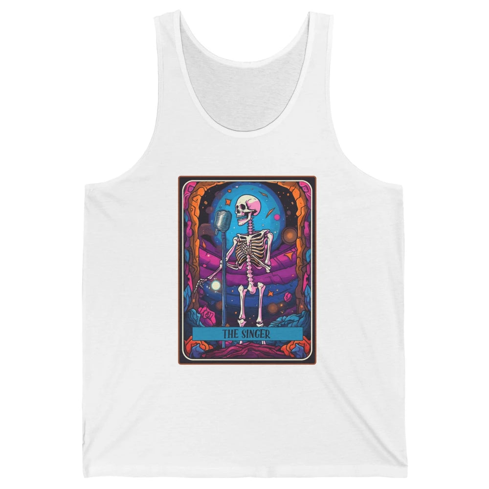 Retro Skeleton Singing The Singer Tarot Card Halloween Unisex Jersey Tank