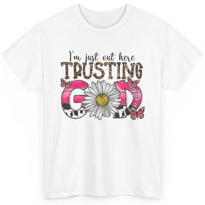 Cowhide Sunflower Out Here Trusting God Western Christian Classic Unisex T-Shirt