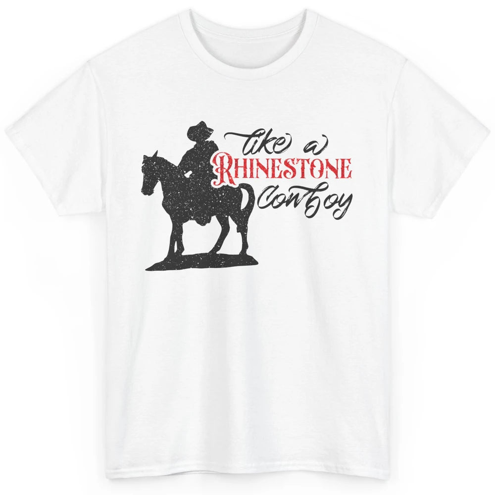 Cowboy Riding Horse Rhinestone Cowboy Western Country Gift Classic Unisex T-Shirt