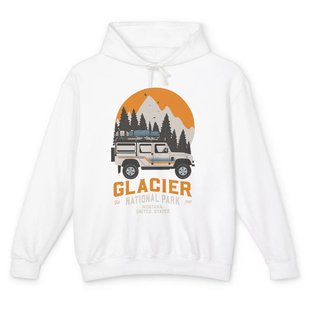 Vintage Glacier National Park Montana Road Trip Camping Unisex Lightweight Hoodie