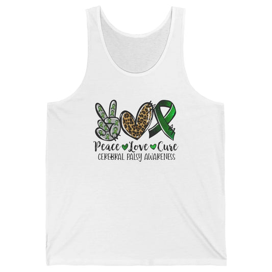 Cerebral Palsy Awareness Heart Green Ribbon Peace Love Cure Unisex Jersey Tank