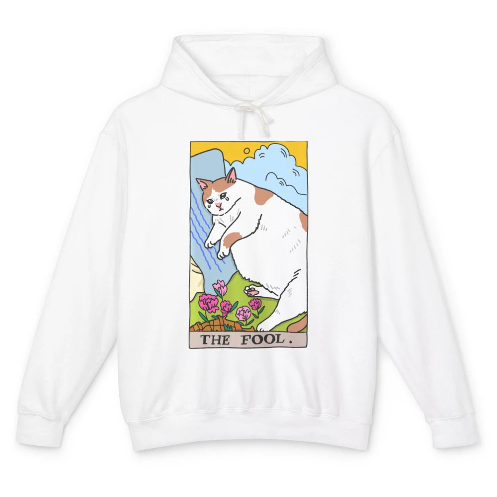 The Fool Meme Cat Tarot Card Reader Gothic Occult Halloween Unisex Lightweight Hoodie