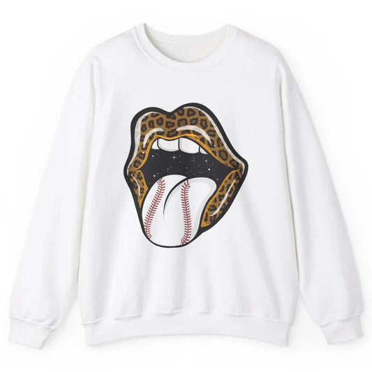 Baseball Lovers Leopard Lips Baseball Players Gift Unisex Crewneck Sweatshirt