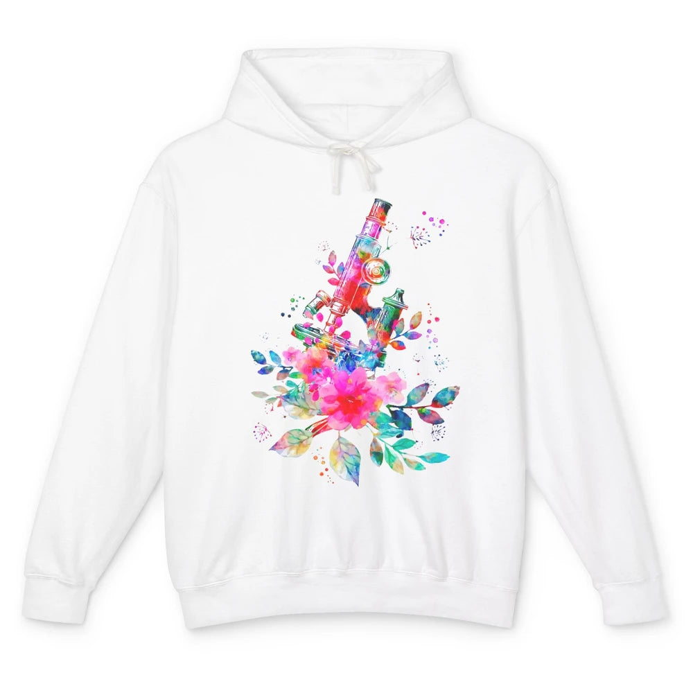 Floral Microscope Medical Laboratory Tools Microbiologist Unisex Lightweight Hoodie