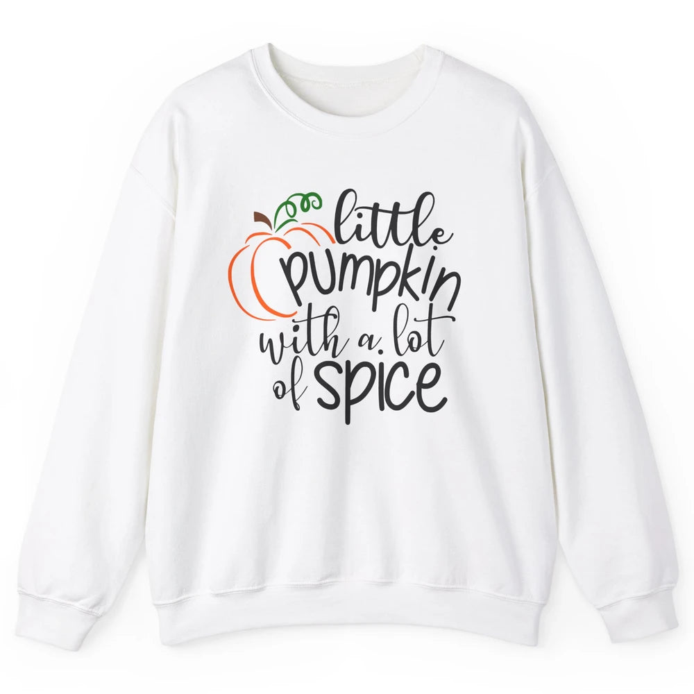 Little Pumpkin With Lots Of Spice Kids Thanksgiving Autumn Unisex Crewneck Sweatshirt