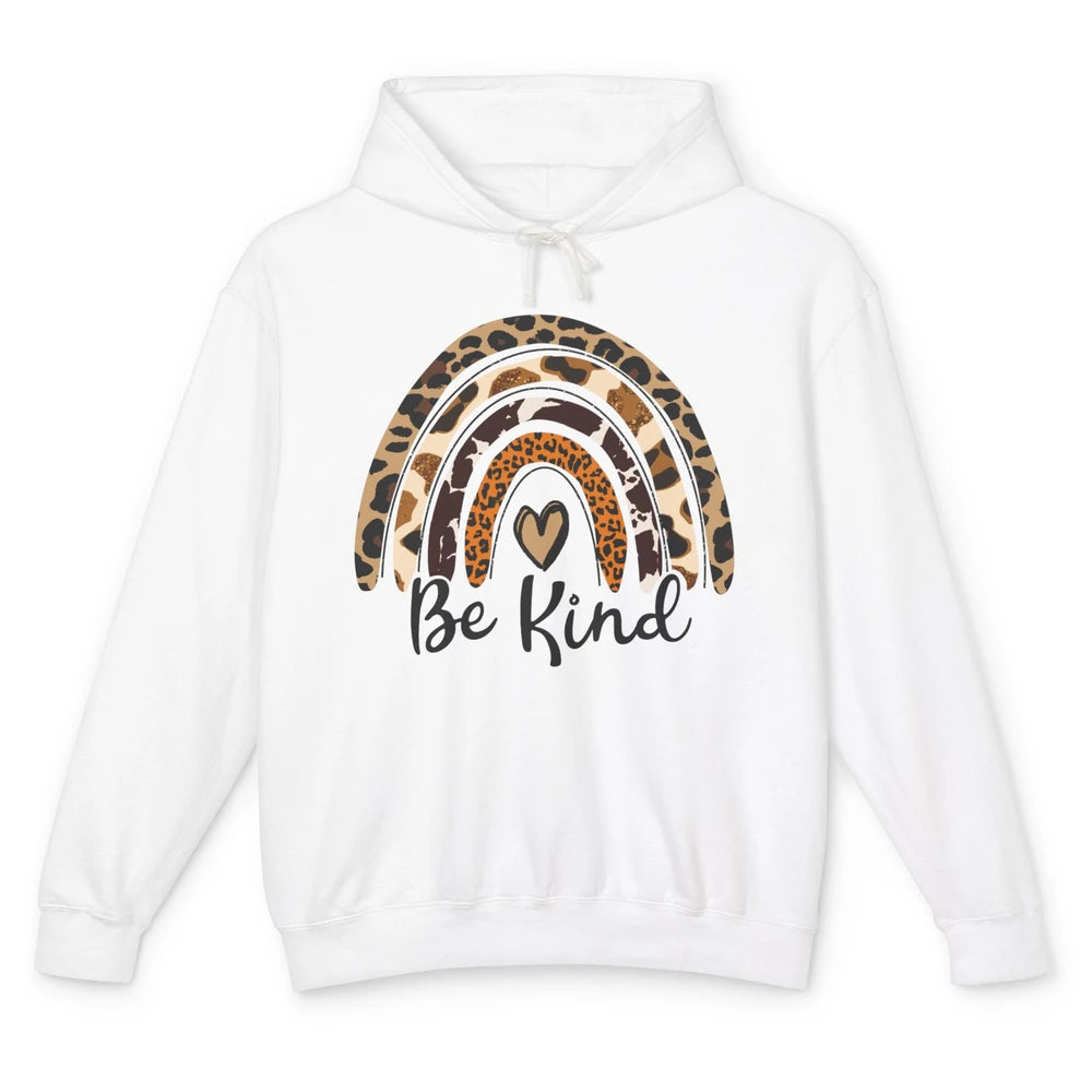 Be Kind Leopard Rainbow Cheetah Rainbow Cute Heart Love Unisex Lightweight Hoodie