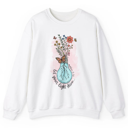 Wildflower Light Bulb Let Light Shine Christian Minimal God Unisex Crewneck Sweatshirt