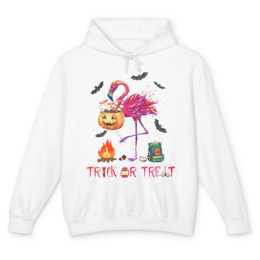 Flamingo Trick or Treat Halloween Camping Lovers Gift Unisex Lightweight Hoodie