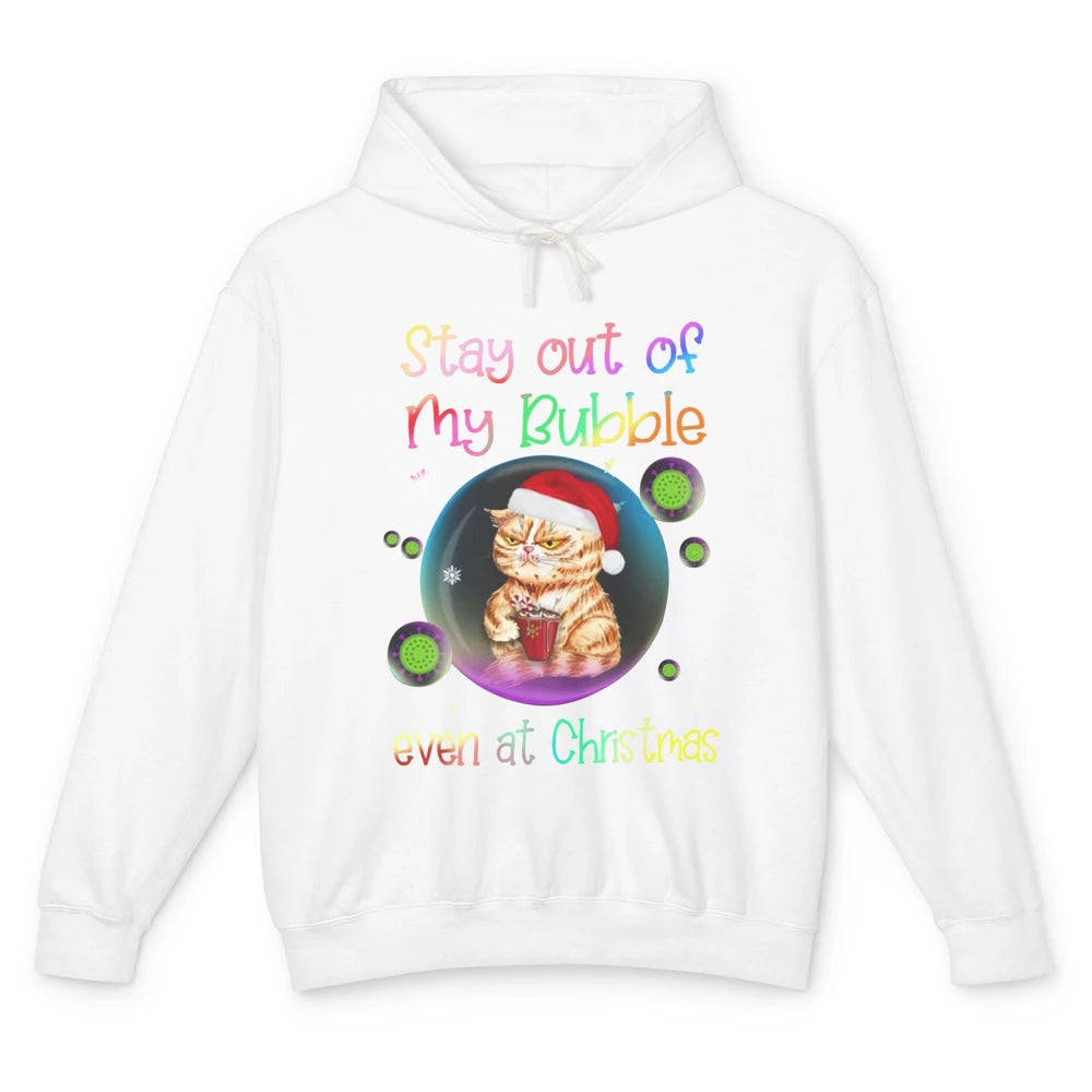 Funny Santa Cat Stay Out Of My Bubble Even At Christmas Unisex Lightweight Hoodie