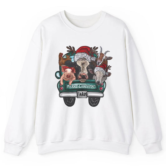 Heifer Merry Christmas Truck Pig Goat Farm Animals Christmas Unisex Crewneck Sweatshirt