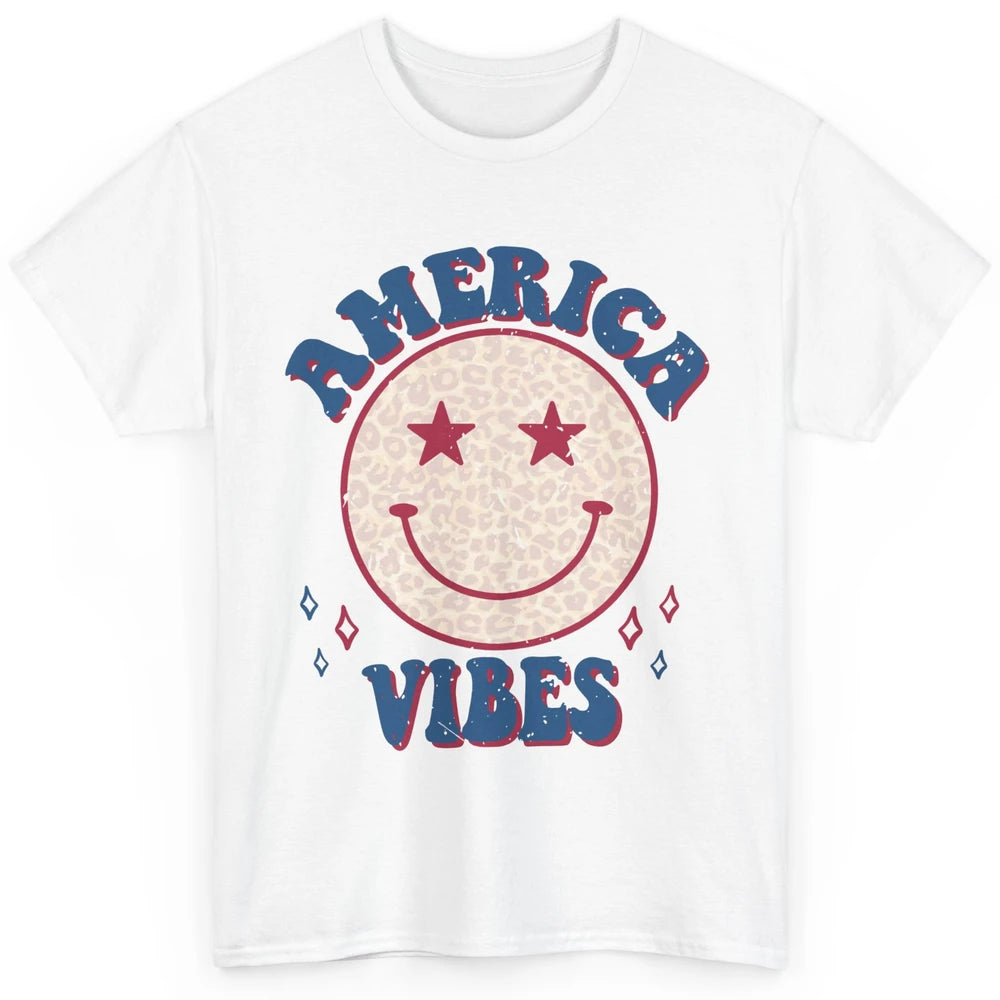 America Vibes Smile Patriotic 4th Of July Happy Face Summer Classic Unisex T-Shirt