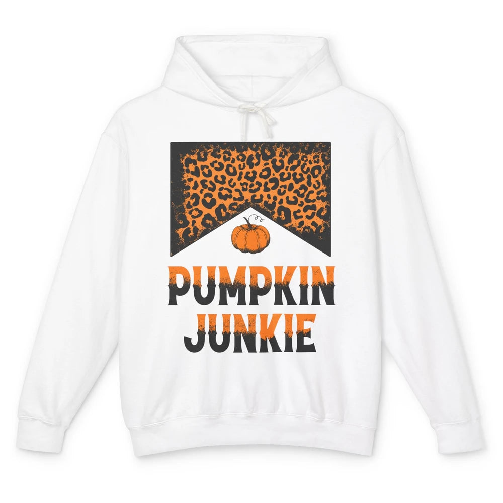 Retro Pumpkin Junkie Leopard Thanksgiving Western Country Unisex Lightweight Hoodie