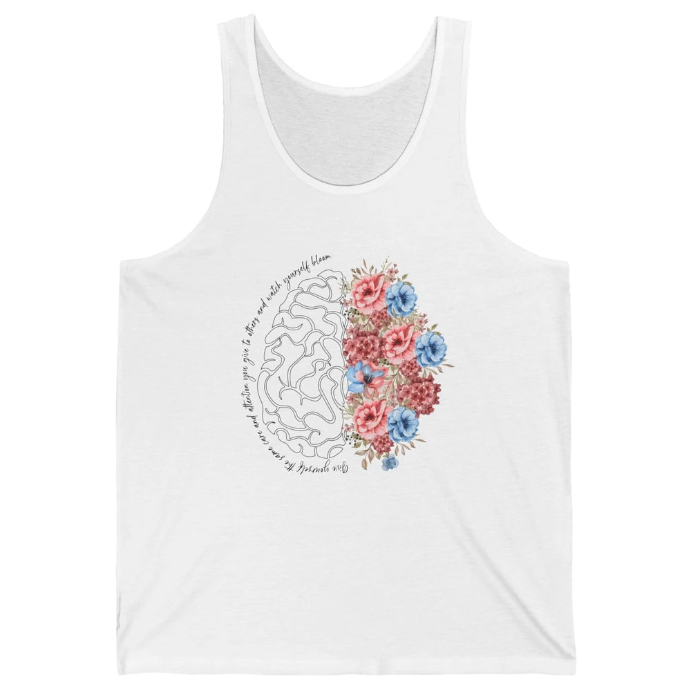 Brain Anatomy Nurse Blooming Flowers Nursing Anatomical Gift Unisex Jersey Tank