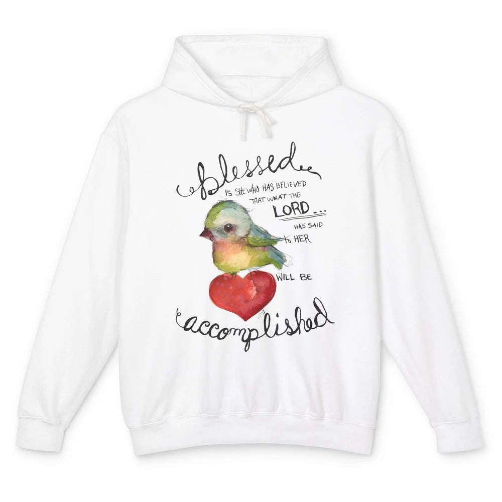 Christian Blessed Is She Who Believed Bible Verse Religious Unisex Lightweight Hoodie