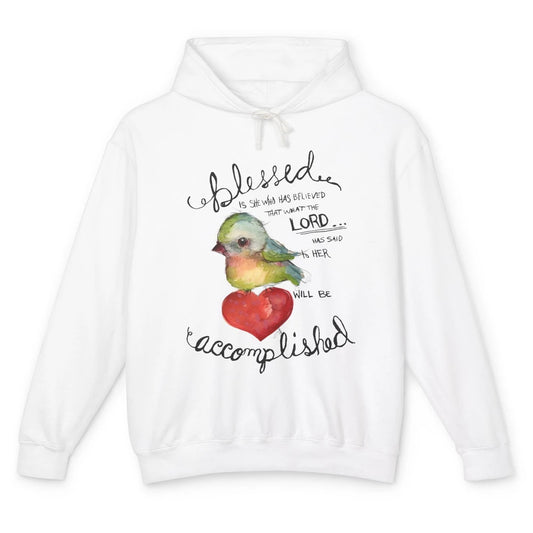 Christian Blessed Is She Who Believed Bible Verse Religious Unisex Lightweight Hoodie