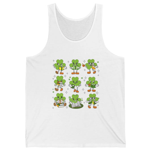 Teacher St Patrick Day Shamrock Reading Book Lucky St Paddy Unisex Jersey Tank