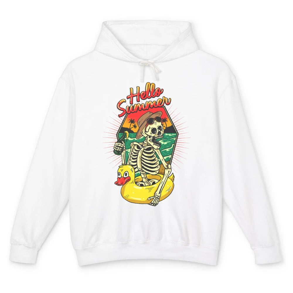 Summer Vibes Skeleton Funny Skeleton On Beach Sunset Unisex Lightweight Hoodie