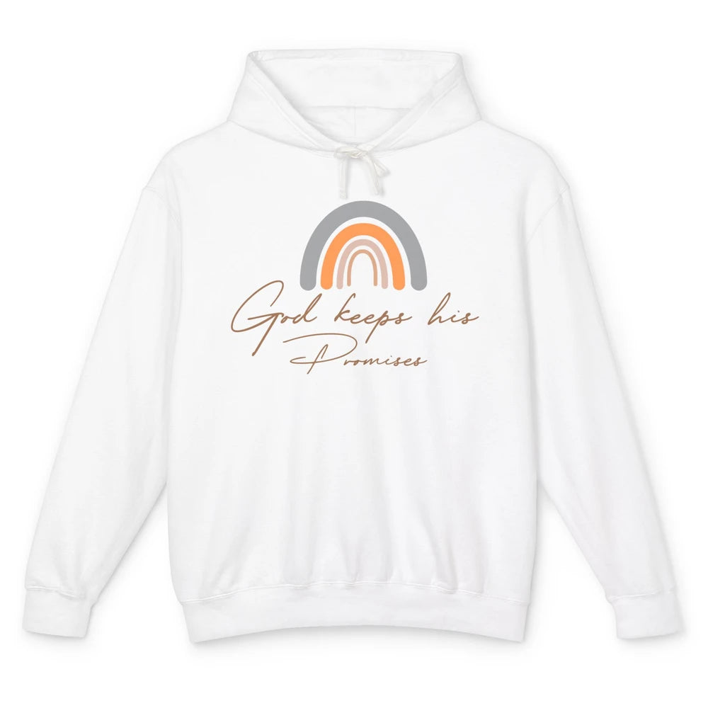 Boho Rainbow God Keeps His Promises Christian Religious Unisex Lightweight Hoodie