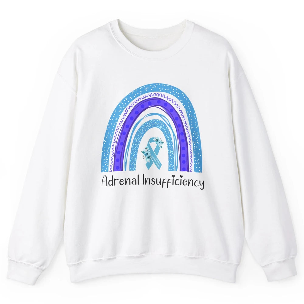 Adrenal Insufficiency Awareness Floral Light Blue Ribbon Unisex Crewneck Sweatshirt