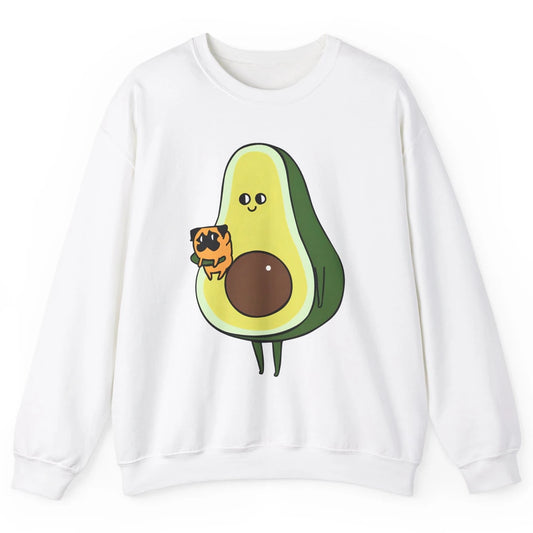 Avocado With Pug Funny Avocado Vegan Pug Lovers Gift Unisex Crewneck Sweatshirt